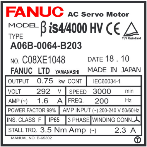 FANUC A06B-0064-B203 AC Servo Motor(图2)