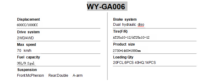 All-terrain Vehicle 4x4 four-wheel WY-GA006 aduIt off-road vehicle(图2)